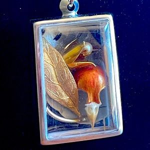 Painted Bird Skull and vintage pin necklace